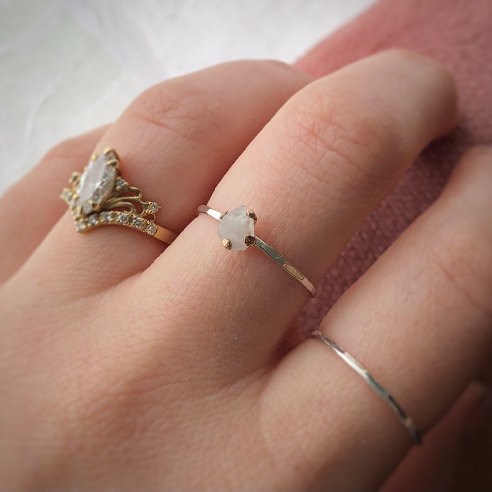 Handmade Sterling Silver rose quartz ring size 7